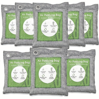 Bamboo Charcoal Air Purifying Bags Odor Absorber & Moisture Absorber Natural Activated Charcoal Odor Eliminator for Car Home Closet Shoe Refrigerator Pet Area Multi-Pack