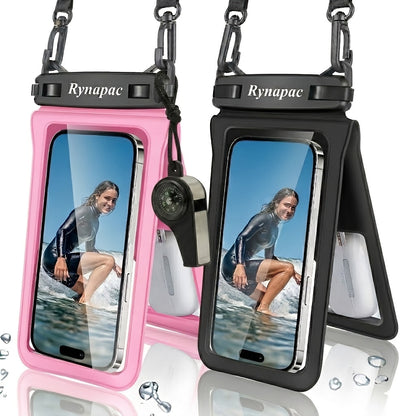 RYNAPC 2-Pack Waterproof Phone Pouch with Lanyard IPX8 Dry Bag for iPhone 16 15 14 Pro Max 6.7 Inch – Double-Layer Shockproof Sandproof Case for Swimming Boating Kayaking Beach