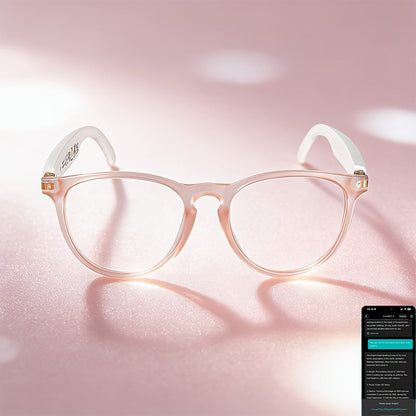 Smart Glasses 164-Language Translation Eyewear with Bluetooth Music, Calls and Multiple Black or Pink Frames