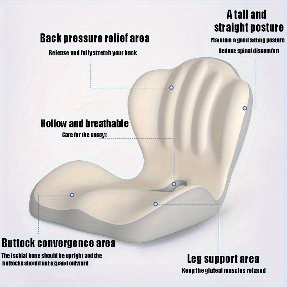 Contoured Seat Cushion with Hip and Lumbar Support Shape in Six Gray, Pink, Black, White or Green Styles