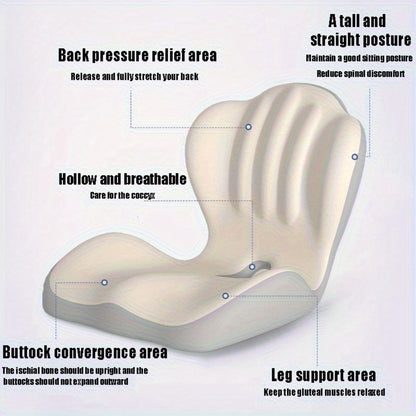 Contoured Seat Cushion with Hip and Lumbar Support Shape in Six Gray, Pink, Black, White or Green Styles