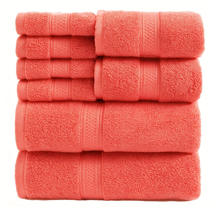 Towel Set 8 or 16 Piece Thickened Bath, Hand and Washcloth Collection in Multiple Solid Colors