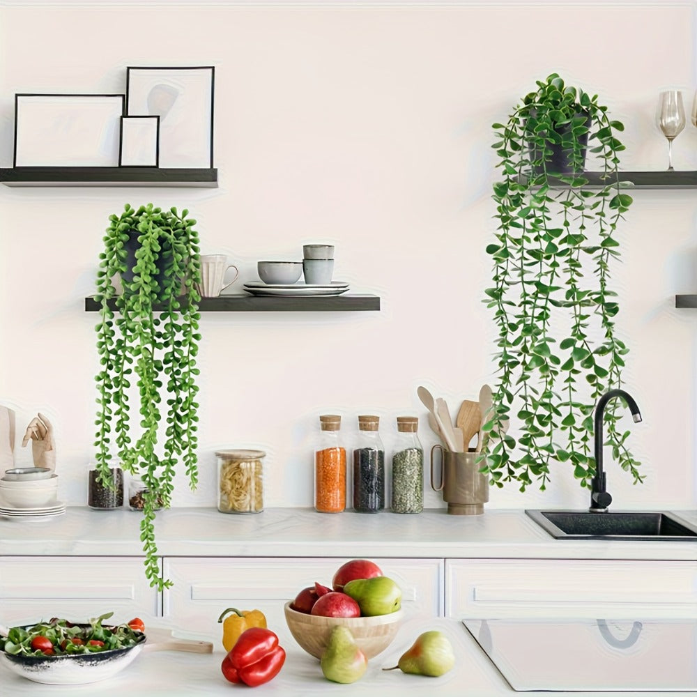Hanging Artificial Greenery Vines, Four-Piece Mixed Pack with Boston Fern, Eucalyptus and Trailing Styles