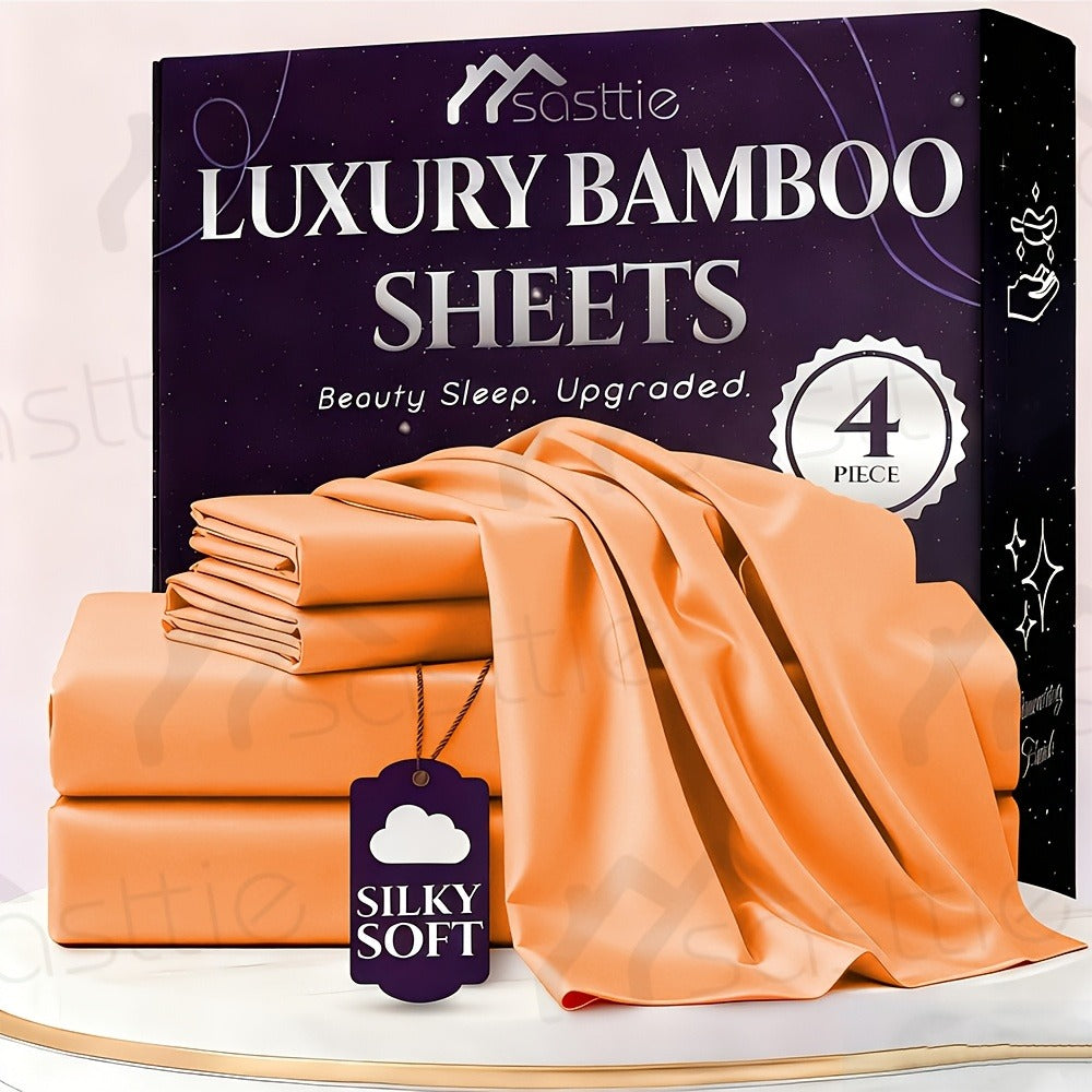 Four-Piece Sheet Set with Flat Sheet, Fitted Sheet, Two Pillowcases and 48 Exact Color-Size Options