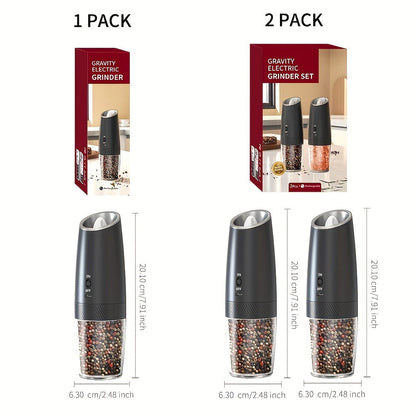 Gravity-Activated Electric Spice Grinder with LED Ring, Adjustable Grind and USB-C or Two-Piece Options