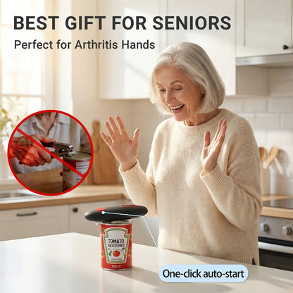 Black One-Touch Can Opener as a Single Unit or Two-Tool Bundle with Manual Jar-Opening Aid