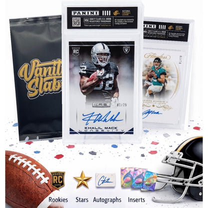 Sports Trading Cards, Football Mystery Display Slab with Black Label or Two-Slab Options for Collectors