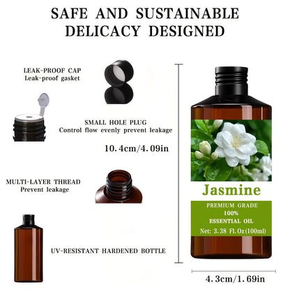 Jasmine-Scented Aromatic Oil in 100ml Amber Bottle with Floral Label and Single Capacity Option