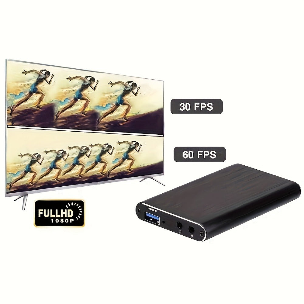 4K USB 3.0 Video Capture Card - 1080P 60fps HD Recorder, 4K UHD 60Hz Input, Compatible with OBS Live Game Streaming, Plug and Play for PC Mac PS5 Xbox Switch