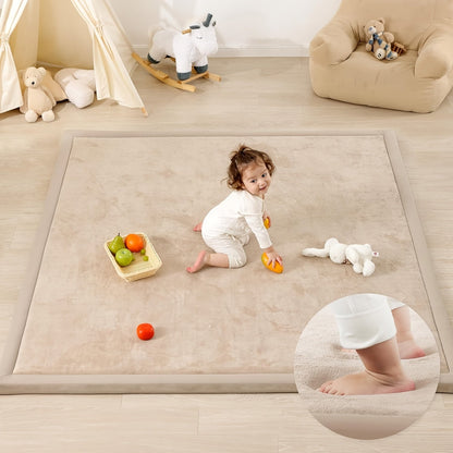 Padded Tatami-Style Area Rug in Six Solid Colors with 50-Inch Square to 79 x 118-Inch Sizes