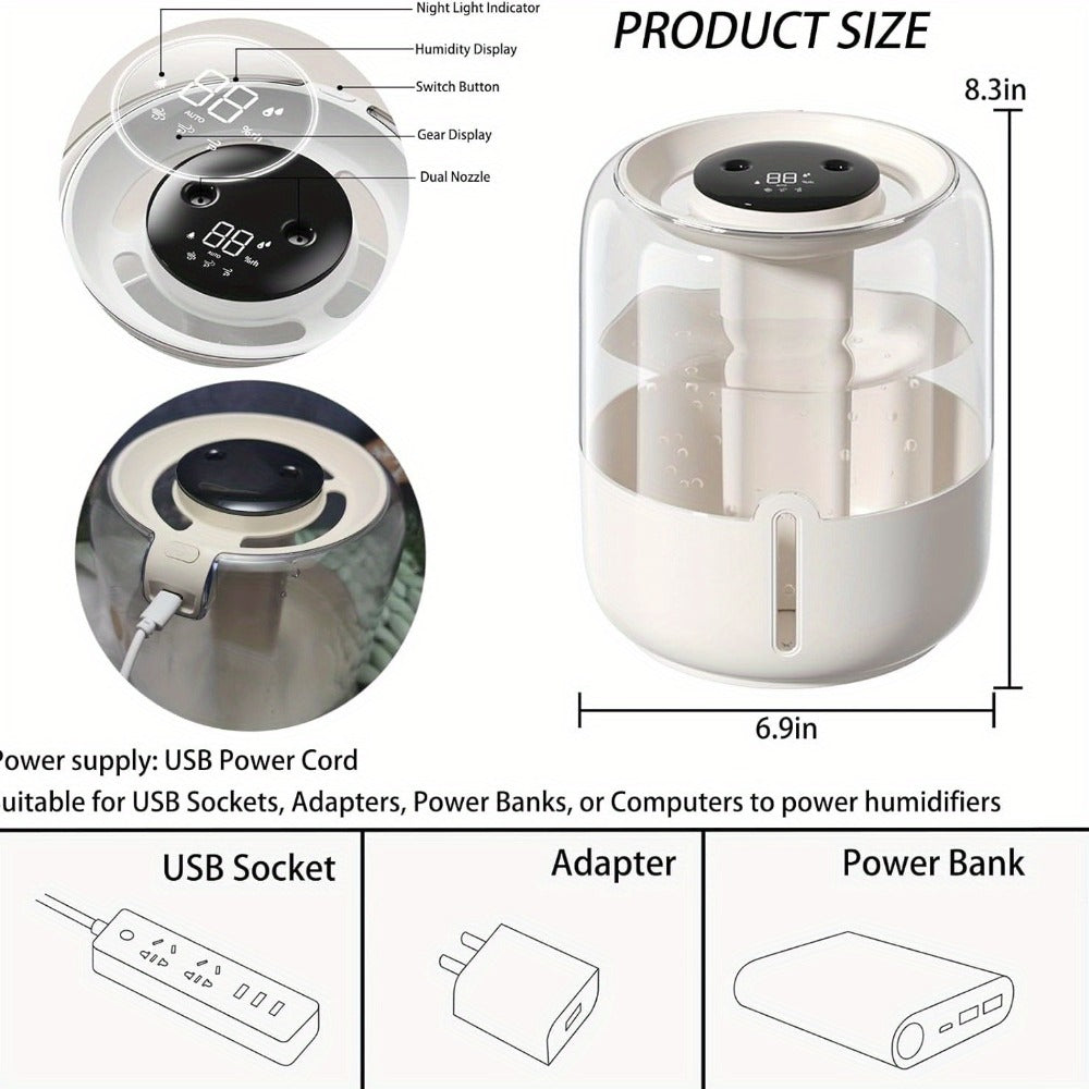 Humidifier 6.8L Top-Fill Dual-Mist Model with 10/20-Hour Spray Modes and Low-Water Auto Stop