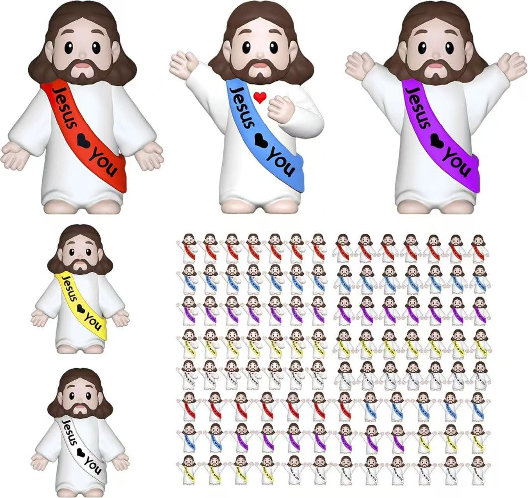 Party Decorations 160-Piece Religious Mini Figure and Banner Set with Mixed Colors and Random Patterns