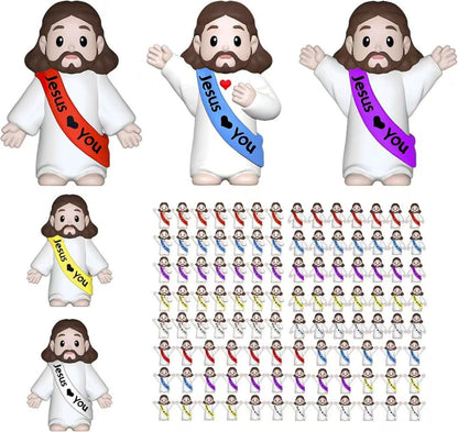 Party Decorations 160-Piece Religious Mini Figure and Banner Set with Mixed Colors and Random Patterns
