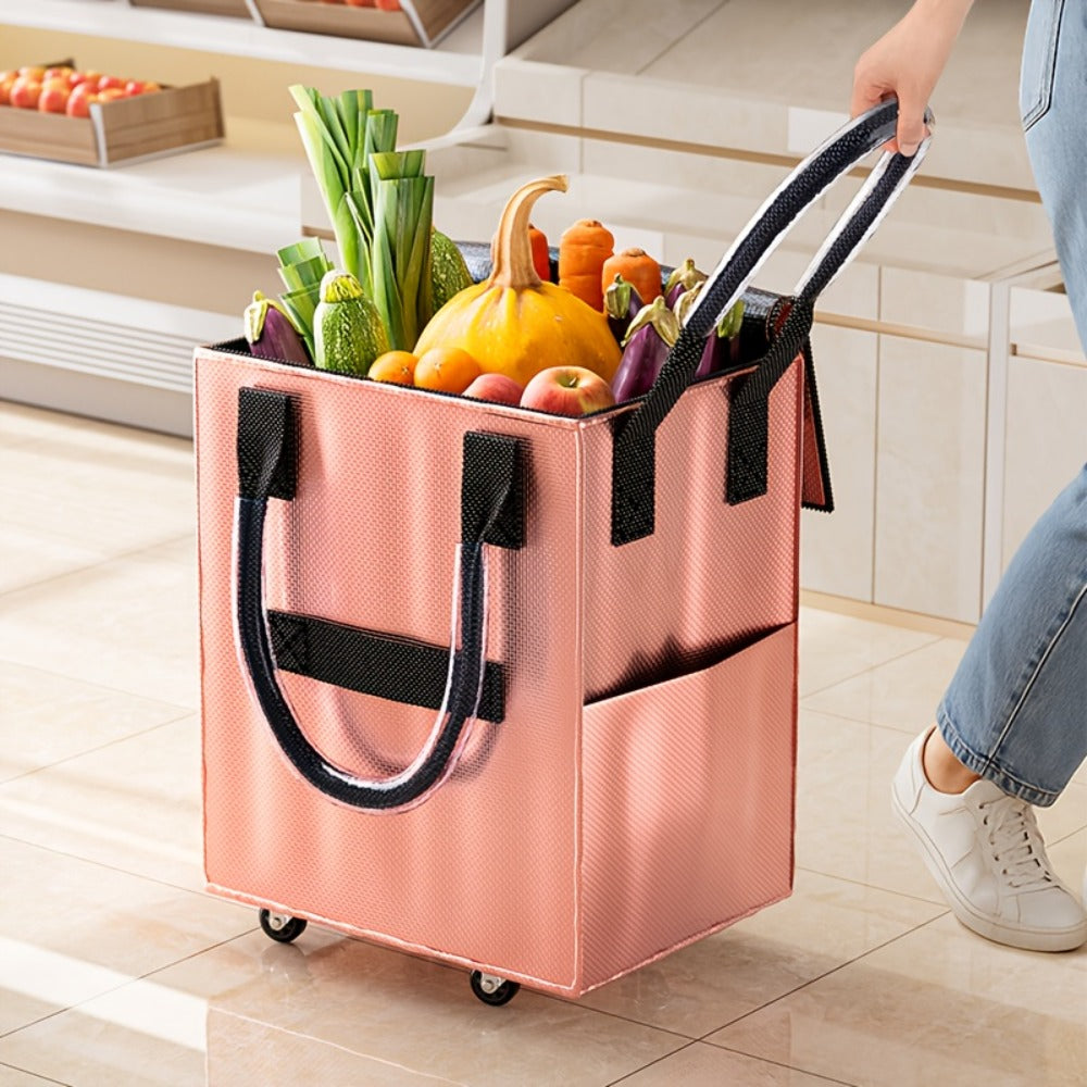 60 L Rolling Grocery Bag with Wheels in Black or Rose Gold for Shopping, Travel and Utility Use
