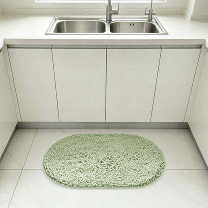 Chenille Bath Mat Non-Slip Super Absorbent Oval Bathroom Rug Soft Plush Carpet for Bathroom Kitchen Bedroom Entryway Indoor Outdoor Pet Dog Mat Machine Washable Multi-Color Multi-Size