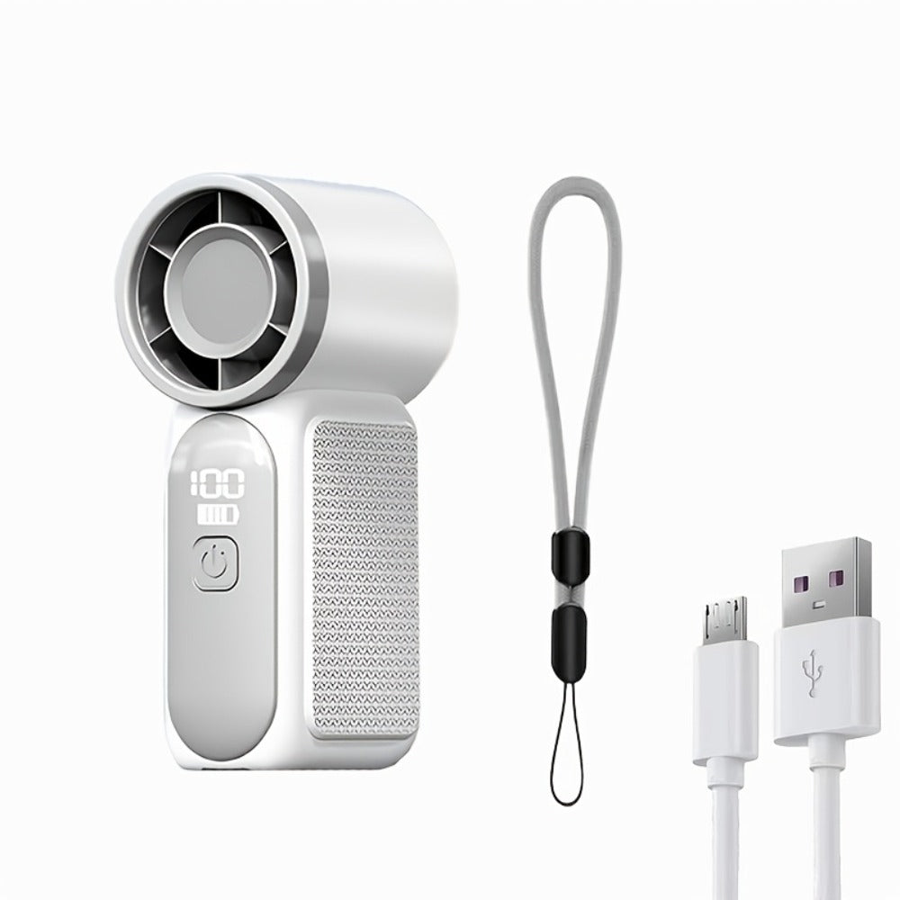 Mini Turbine Handheld Fan with Numeric Speed Control, USB Rechargeable Power and Two Color Choices
