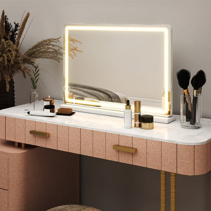 Rectangular LED Vanity Mirror with Three Light Colors and Three Size Checkouts from 13 x 17 to 32 x 22 Inches
