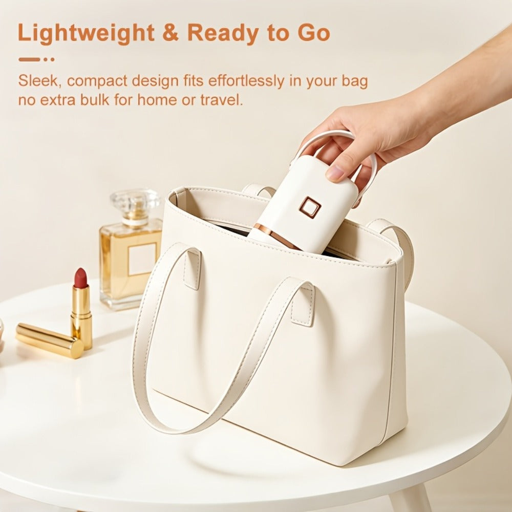 Compact Foldable Clothes Dryer in Pure White with Golden-Color Trim, Carry Handle and Hanging Strap