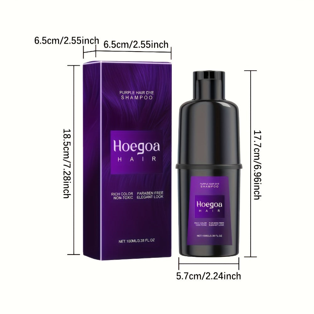 Hair Color Shampoo, Hoegoa Hair 3-in-1 100ml Color Foam with Purple, Black, Red or Brown Options