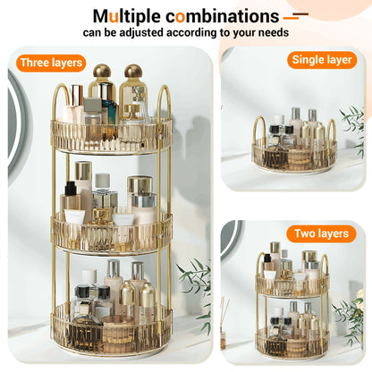 Rotating Multi-Level Makeup Organizer with Detachable Trays and 12 Exact Color-and-Layer Options