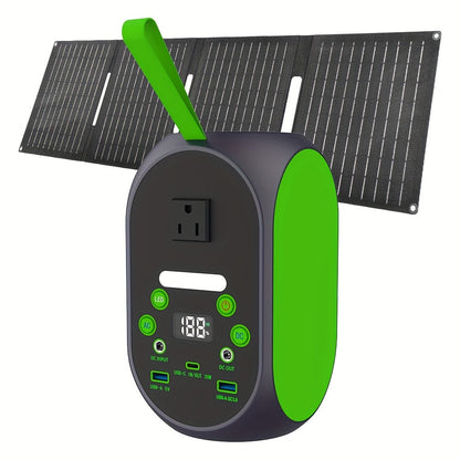 Solar Generator 120W LiFePO4 Battery 99.84Wh Portable Power Station with 30W Foldable Solar Panel AC DC USB Type-C for Camping Hiking Emergency CPAP Laptop