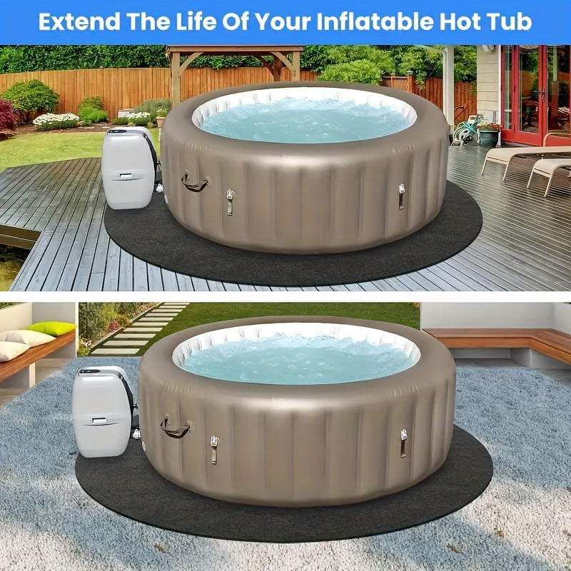 Hot Tub Mat | Round Anti-Slip Waterproof Pool Spa Protector Outdoor