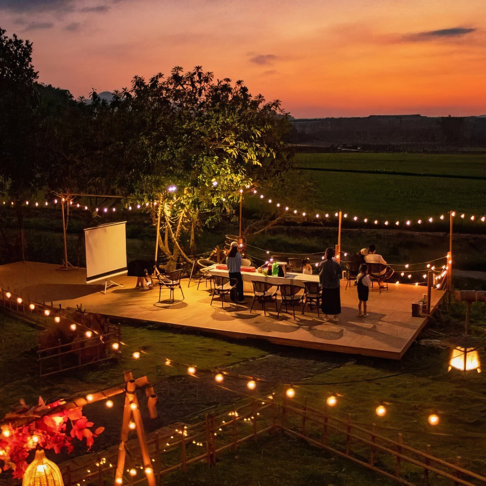 Solar Bulb String Lights in Warm White with ST38-Style Bulbs and 50- or 100-Foot Length Options