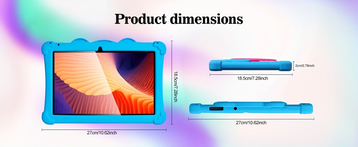 Kids Tablet 10 Inch Android 13, IPS Eye Protection Display 32GB ROM 3GB RAM, Dual-Band WiFi Parental Controls Google Play, Pre-Installed Educational Apps & Games Dual Camera, Toddler Tablet with Protective Case for Ages 3-12 – Red Blue
