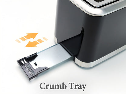 Black Two-Slice Toaster with LED Touch Panel, Six Bread Modes, Six Shade Settings and Removable Crumb Tray