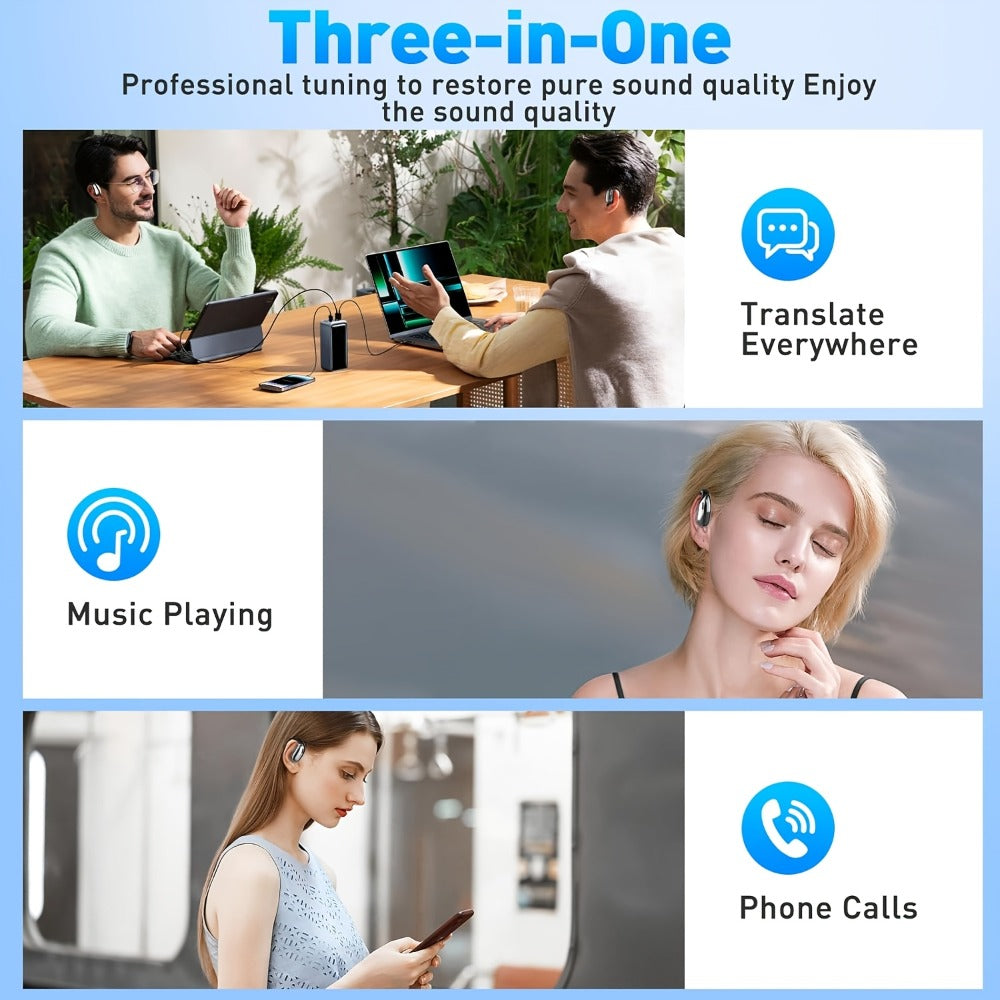 Open-Ear Translation Earphones with Charging Display Case and Black, Beige, Blue or Green Options