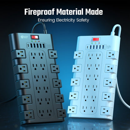 Power Strip 28-in-1 Surge Protector with 22 Widely Spaced AC Outlets, 5 USB-A, 2 USB-C and 2100J Rating