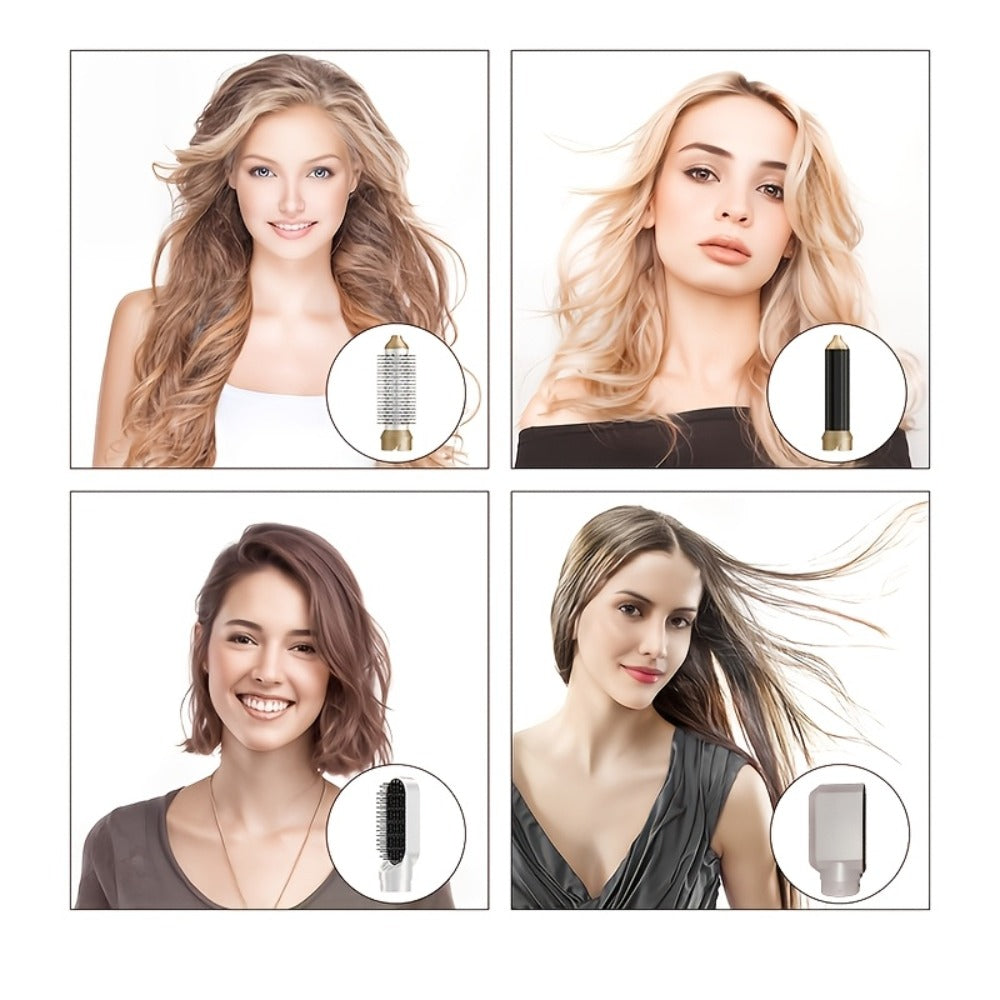 Air Wrap Hair Dryer Brush Set 5-in-1 Ionic Styler – Blow Dryer, Straightening Brush & Dual Air Curler (Clockwise & Counterclockwise), 3 Heat Settings Volumizing Multifunction Hair Styler for All Hair Types Women