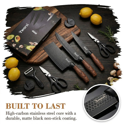 Seven-Piece Kitchen Knife Set with Four Blades, Scissors, Peeler and Sharpener, Offered in Two Styles
