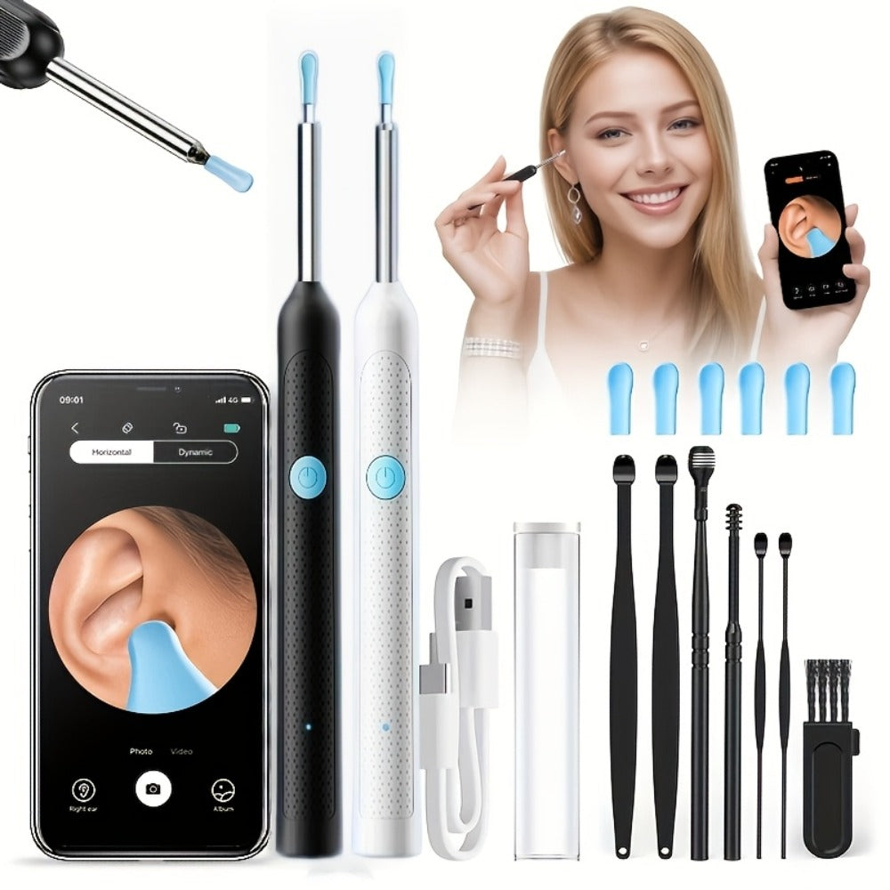 White Visual Ear Camera Tool with Built-In Light in Basic or Seven-Piece Accessory Configurations
