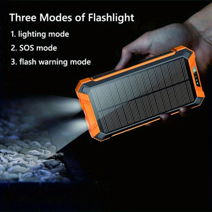 Solar Power Bank, 46800mAh Wireless Charger with Four Built-In Cables, Dual LED Lights and Five Color Options
