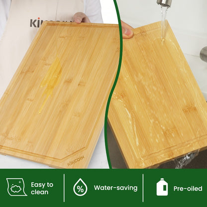 Bamboo Cutting Board Set 4-Piece Extra Large, Chopping Boards with Juice Grooves for Meat, Vegetables & Cheese