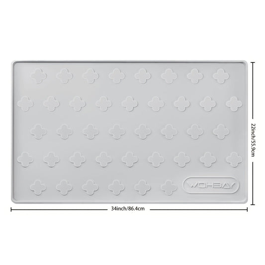 Cat Litter Mat XXL Silicone 34x22 Inch - 3-in-1 Waterproof Non-Slip Litter Trapping Mat with Raised Edges Easy Clean Foldable Pet Feeding Floor Protector