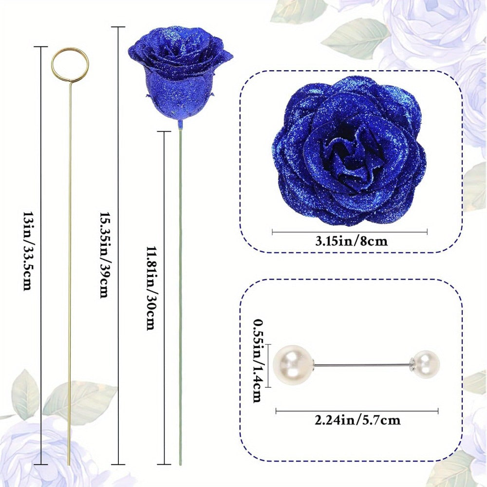 Artificial Flash Rose Bouquet 24/36 Pcs – Simulation Shiny Fake Roses for Wedding, Engagement, Anniversary & Holiday Decorations, Multiple Colors