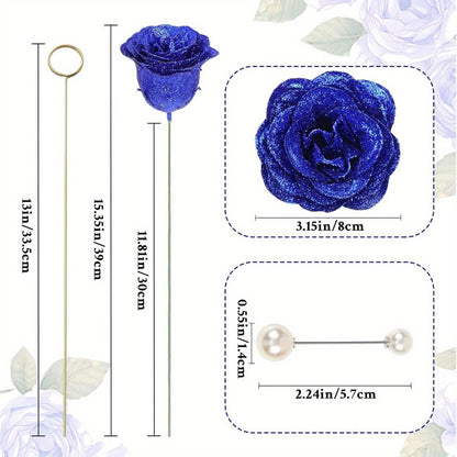 Artificial Flash Rose Bouquet 24/36 Pcs – Simulation Shiny Fake Roses for Wedding, Engagement, Anniversary & Holiday Decorations, Multiple Colors