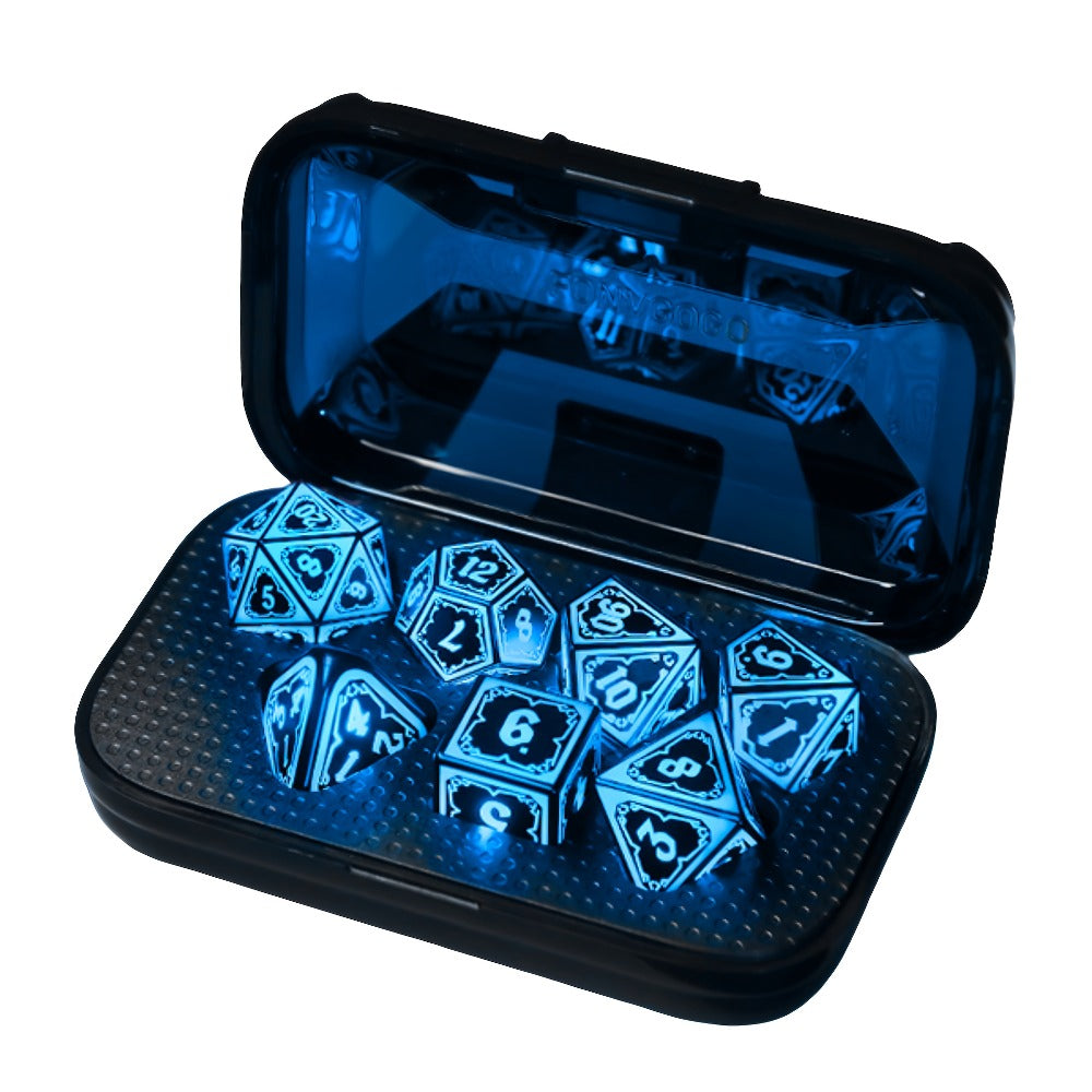 Glowing DnD Dice Set with Wireless Rechargeable Charging Case with the Listed Color, Size or Set Options for Everyday Use