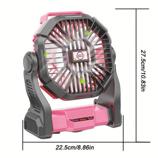 Camping Fan with LED Lantern, 3-in-1 Battery Powered Portable Fan Light for Tent Outdoor, Rechargeable Electric Fan with Timer 360° Rotation, for Camping Hiking Barbecue Travel Emergency