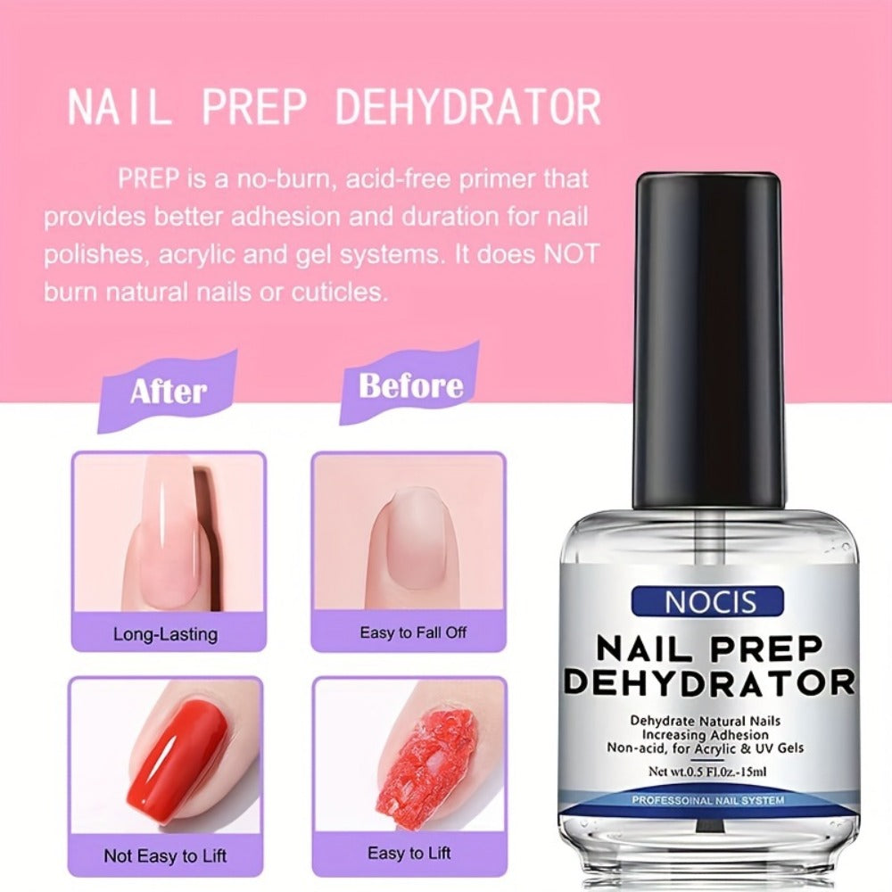 Acrylic Nail Kit NOCIS Clear, Pink and White Powders with Q Monomer, Primer, Brush Cleaner and Four Brushes