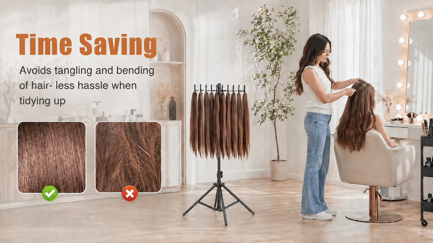 Braiding Hair Rack Hair Styling Tool with 144-Strand Layout, 30-50-Inch Height and Foldable Stand