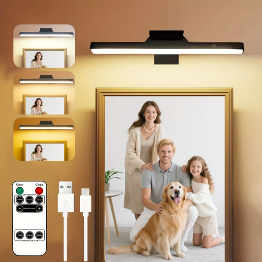 Picture Lights for Wall Battery Operated Rechargeable | Cordless LED Wall Sconce with Remote & 3 Color Temperatures – Art Light for Painting, Frame, Gallery & Dartboard, Black