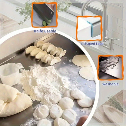 Cutting Board 304 Stainless Steel L-Edge Prep Board in Three Sizes for Countertop Dough and Chopping