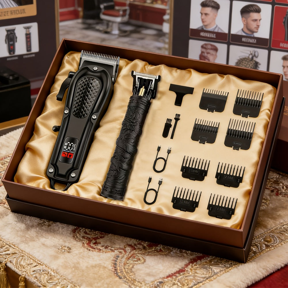 Black Hair Clipper Set with Full-Size Clipper, T-Blade Trimmer, Detail Tool and Foil Shaver, MC401 or MC201