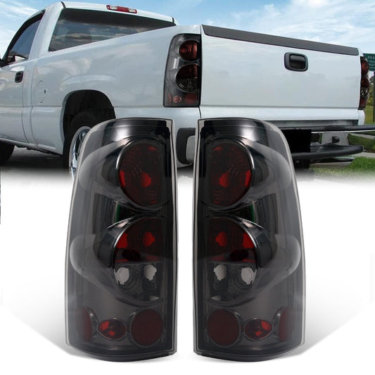 Tail Lights for Chevy Silverado 1500 2500 3500 1999-2006 & GMC Sierra 1999-2003 – Direct Replacement Pair | Black Housing | Smoked Gray / Red / Smoked Lens Options