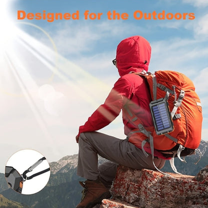 Solar Power Bank, 29800mAh Dual-USB 5V Charger with Solar Panel, Dual LED Flashlight, Compass and Eight Color Options