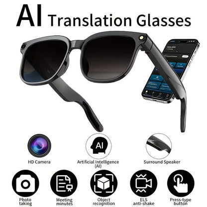 ChatGPT AI Smart Glasses with 8MP HD Camera – Real-Time Translation, Wireless Calling, Blue Light Protection, Dual Mic ENC, Touch Control, Photochromic & Camera-Free Variants for Men Women