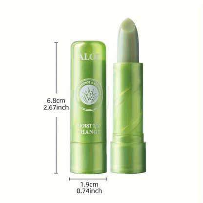 12-Piece Aloe-Themed Lip Balm Stick Set with Color-Changing Finish, Beeswax and Vitamin E Labels